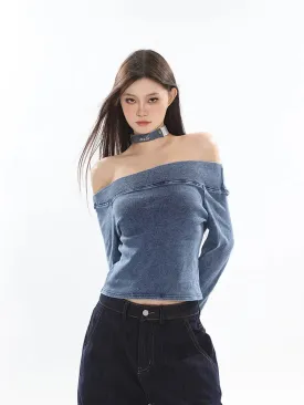 【23s September.】Vintage Denim Off Shoulder Shirt