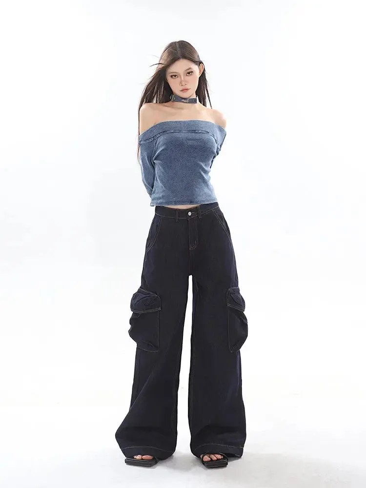 【23s September.】Vintage Denim Off Shoulder Shirt