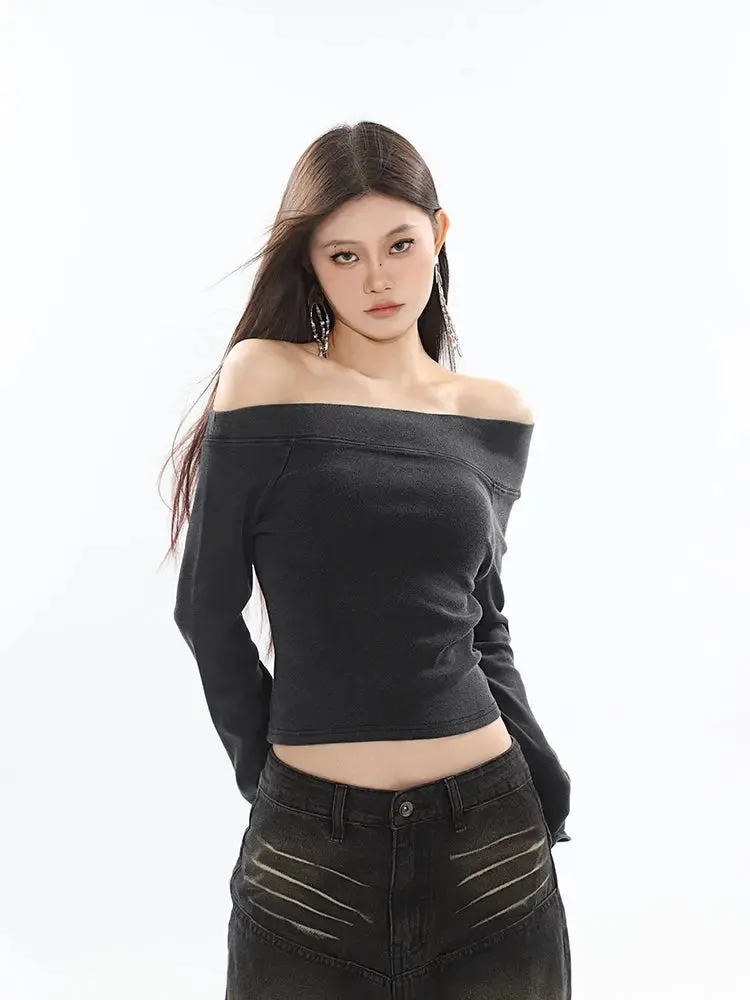 【23s September.】Vintage Denim Off Shoulder Shirt