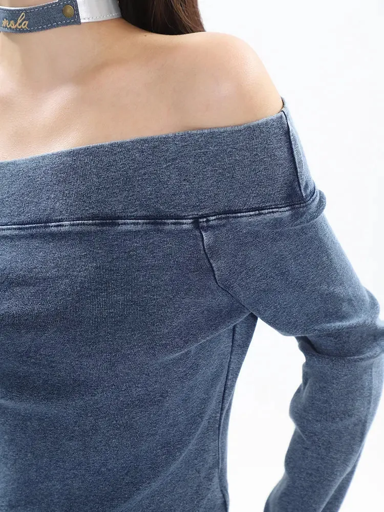 【23s September.】Vintage Denim Off Shoulder Shirt