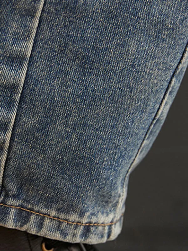 Artistic Retro Loose Solid Color Denim Overalls