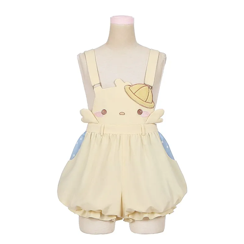 Embroidered Baby Chick Overalls Shorts: Comfy, Short-Length, Playtime-Wear