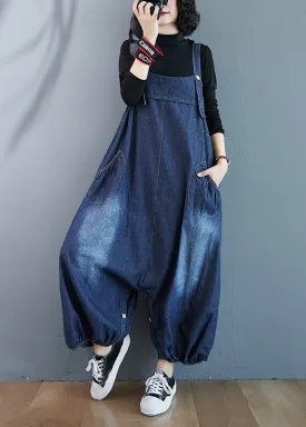 Beautiful Blue Oversized Pockets Denim Overalls Jumpsuit Summer LY7298