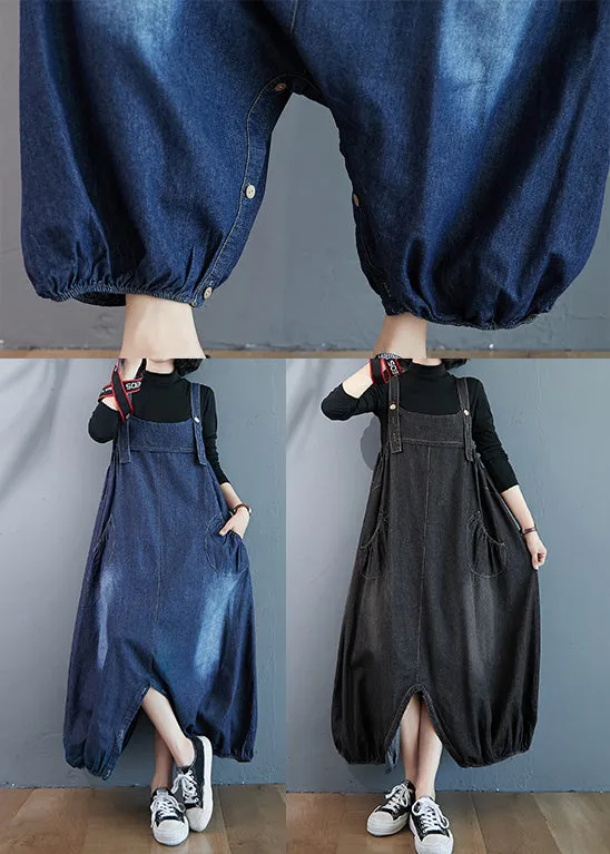 Beautiful Blue Oversized Pockets Denim Overalls Jumpsuit Summer LY7298