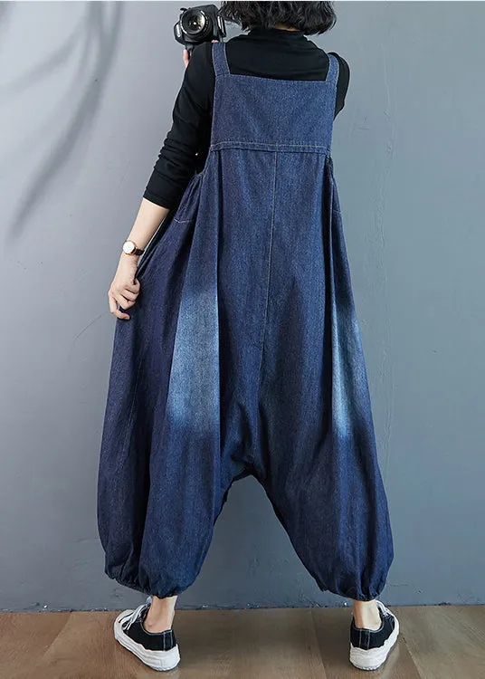 Beautiful Blue Oversized Pockets Denim Overalls Jumpsuit Summer LY7298