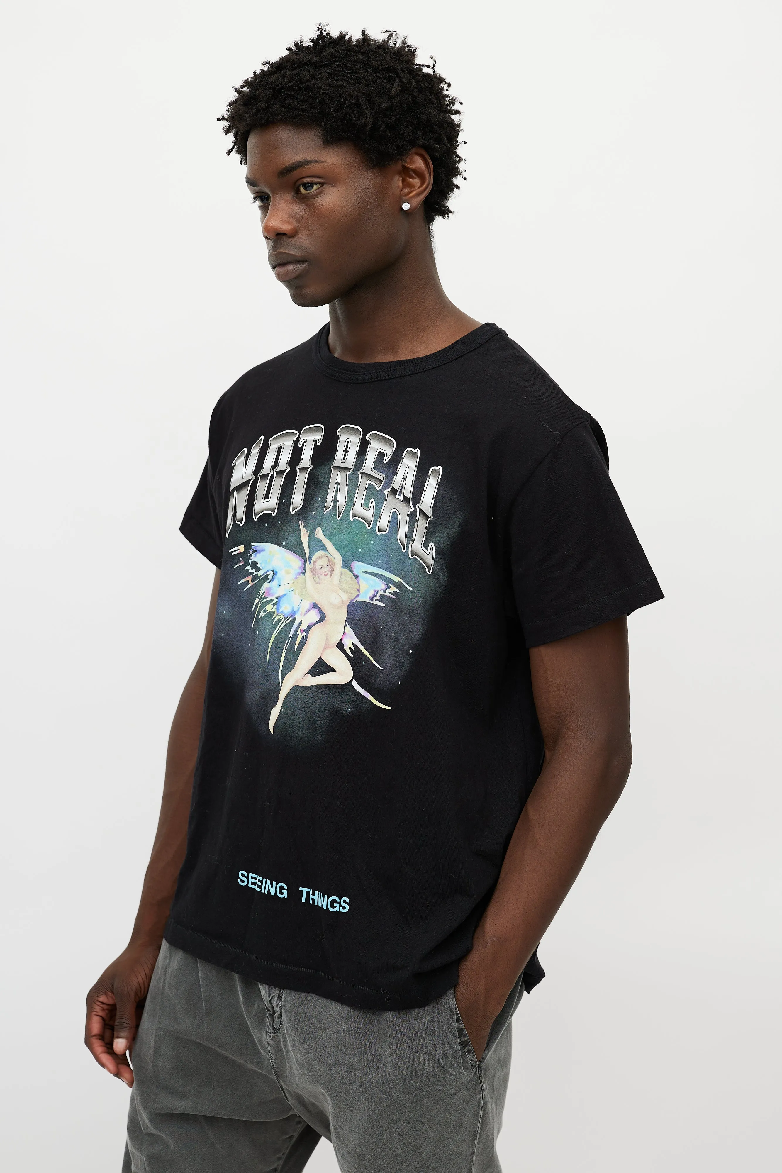 Black & Multicolour Not Real T-Shirt