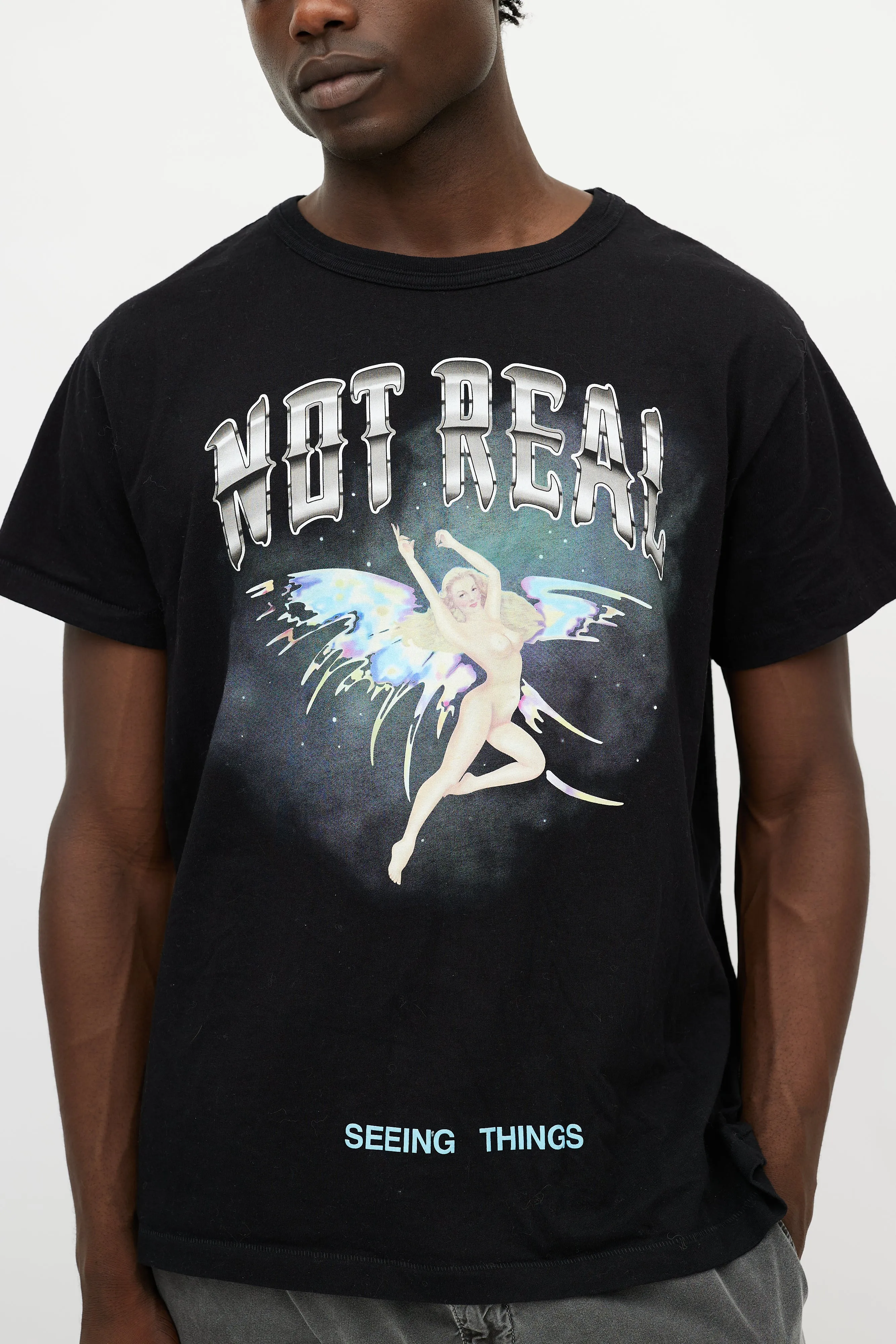 Black & Multicolour Not Real T-Shirt