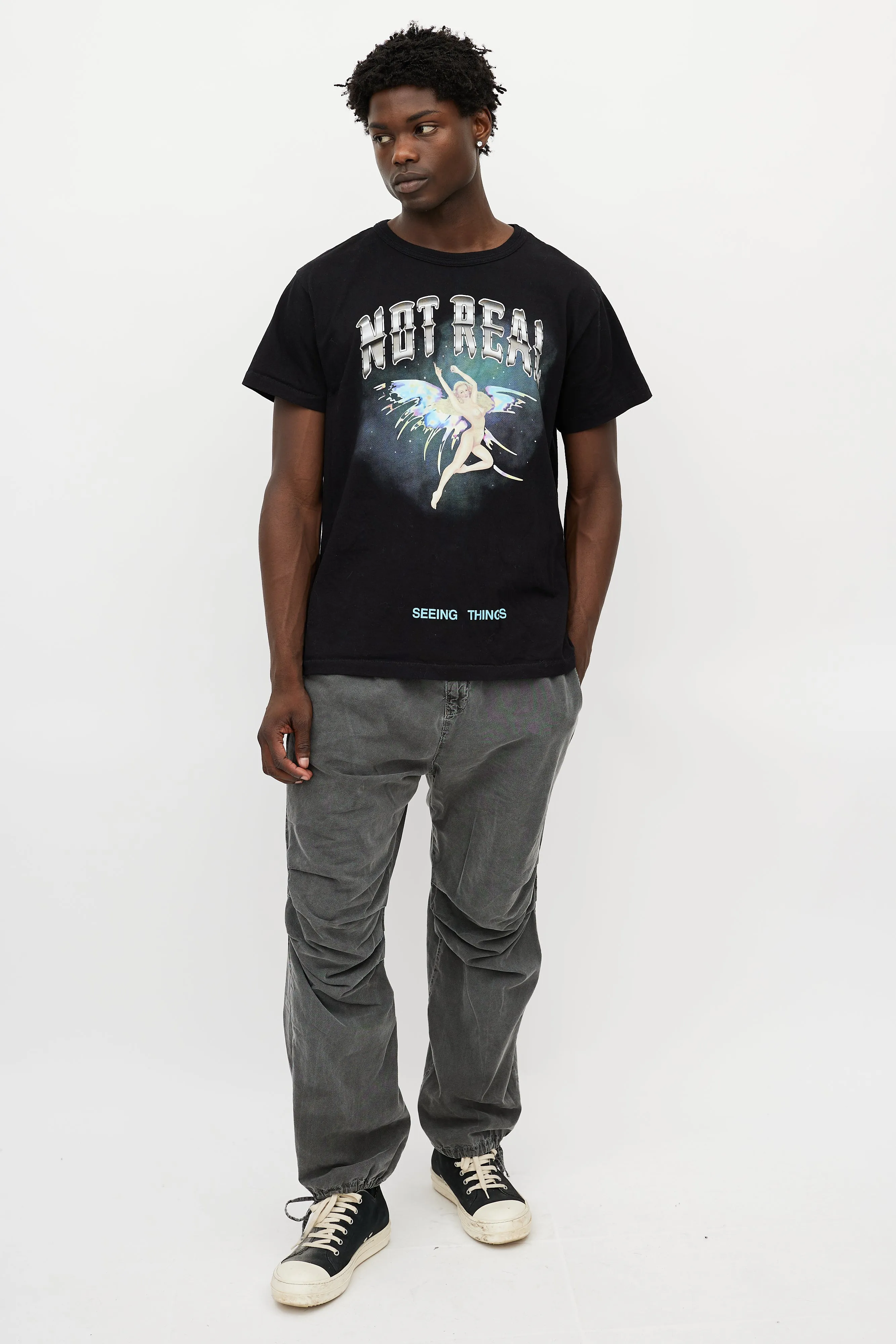 Black & Multicolour Not Real T-Shirt
