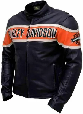 Black Biker Leather Jacket for Men Victory Lane HD Motorcycle Vintage Fashionable Leather Jacket