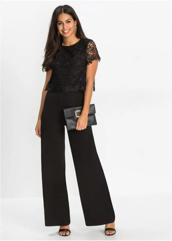 Bodyflirt lace jumpsuit, black