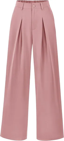 BTFBM Women High Waist Palazzo Pants Casual Wide Leg Trousers Button Down Loose Work Office Business Suit Pant Pockets
