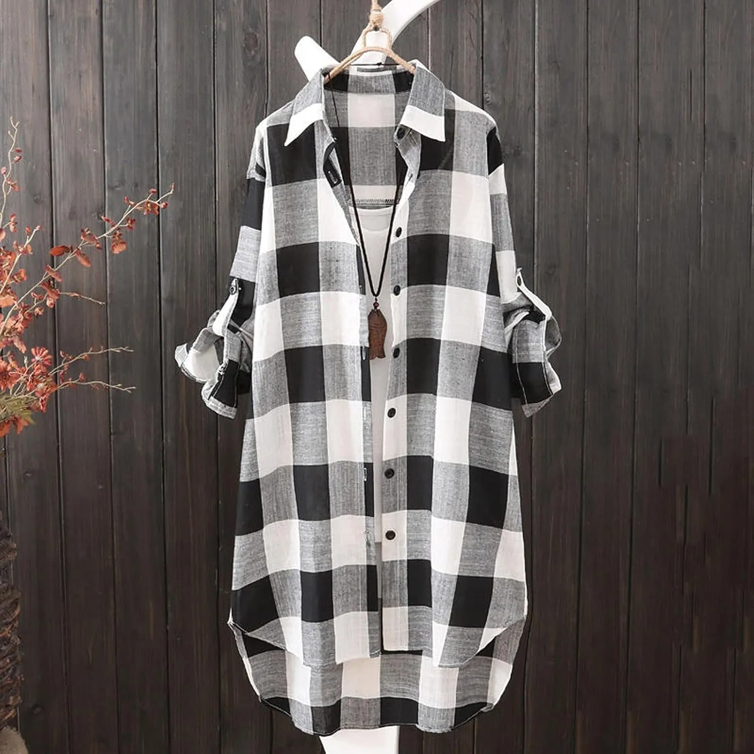 Cardigans for Women 2025 Plus Size Fall Fashion Open Front Roll Up Sleeve Button Down Plaid Shirts Casual Loose Tops