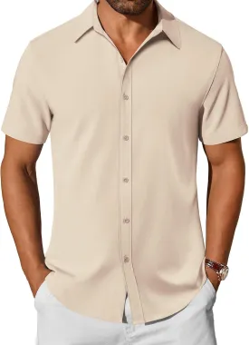 COOFANDY Mens Casual Shirts Short Sleeve Button Down Shirt Wrinkle Free Summer Shirt