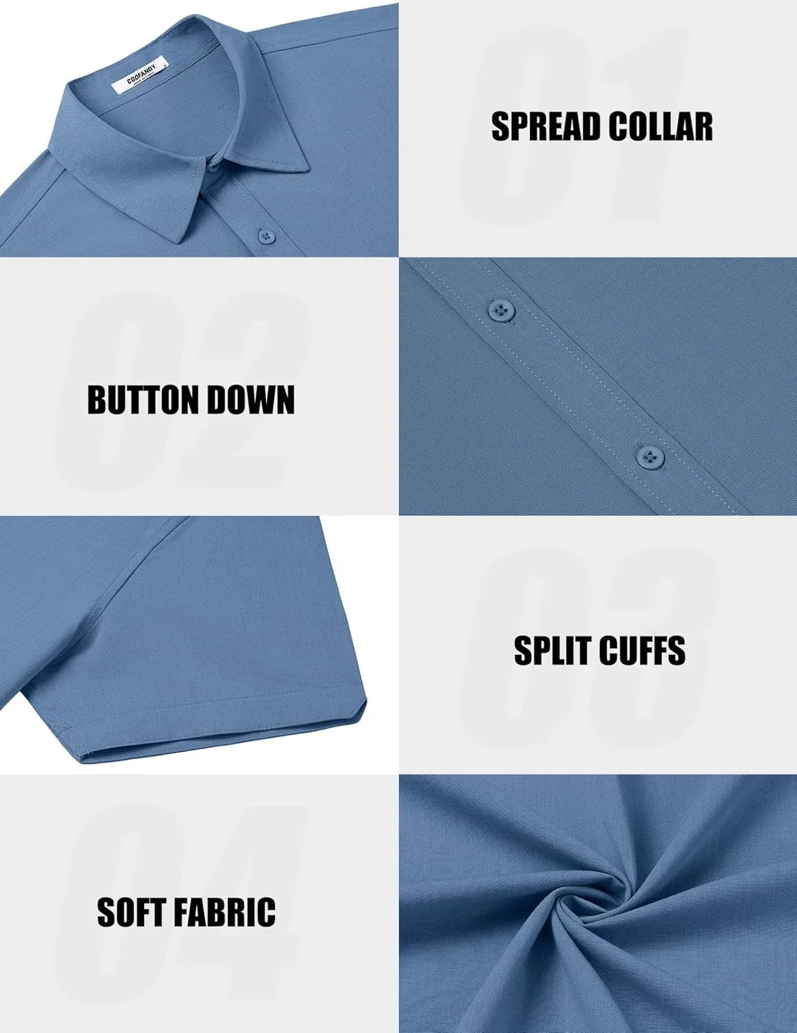 COOFANDY Mens Casual Shirts Short Sleeve Button Down Shirt Wrinkle Free Summer Shirt