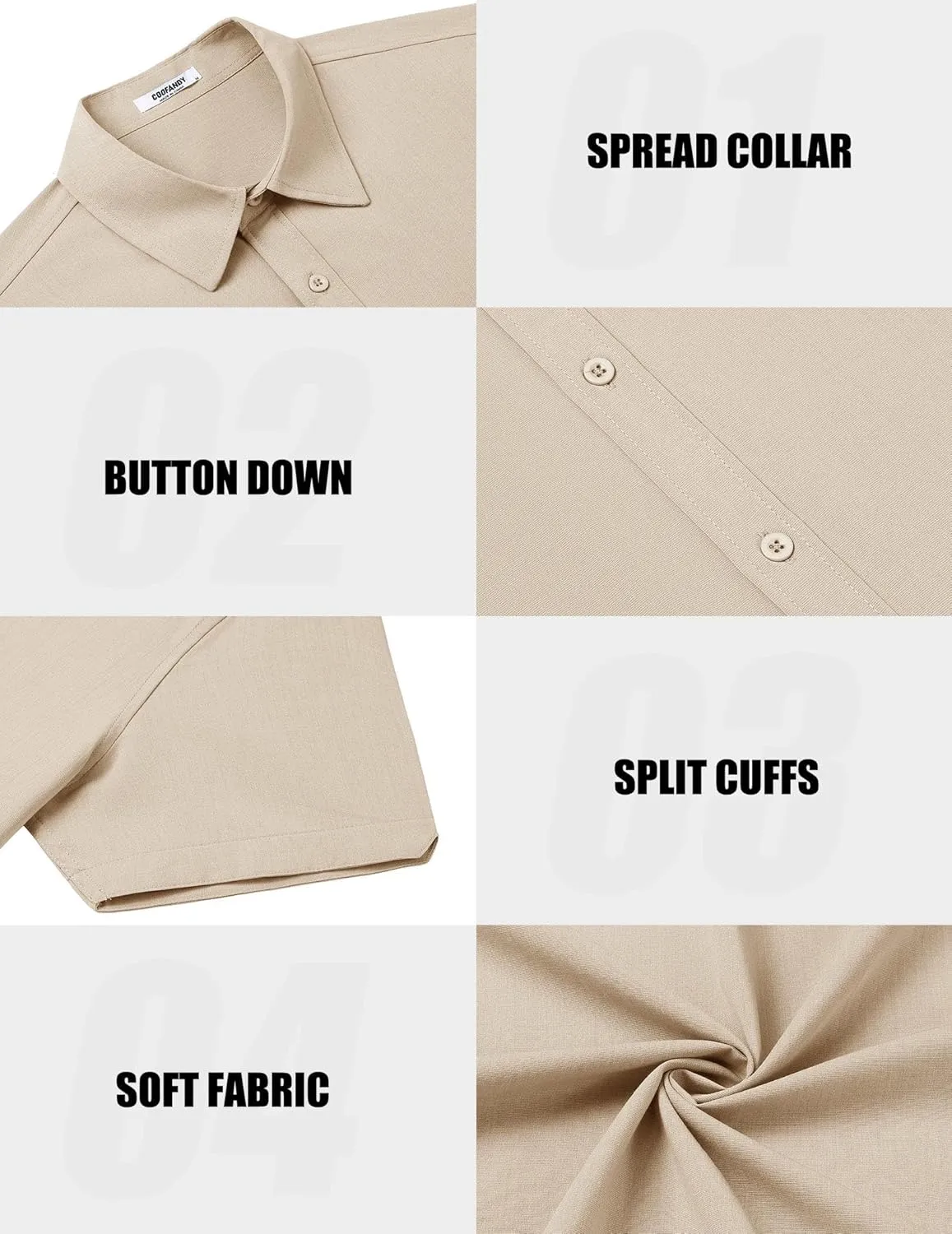 COOFANDY Mens Casual Shirts Short Sleeve Button Down Shirt Wrinkle Free Summer Shirt