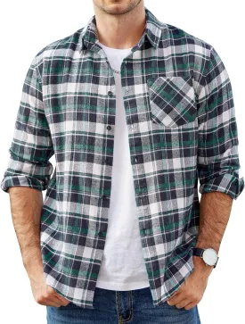 COOFANDY Men's Flannel Shirts Long Sleeve Button Down Plaid Shirt Lightweight Shirt Jacket