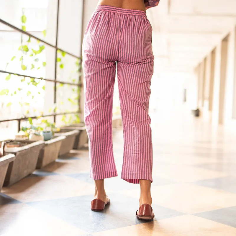 Cotton Straight Fit Pants for Women | Purple | Side Slit