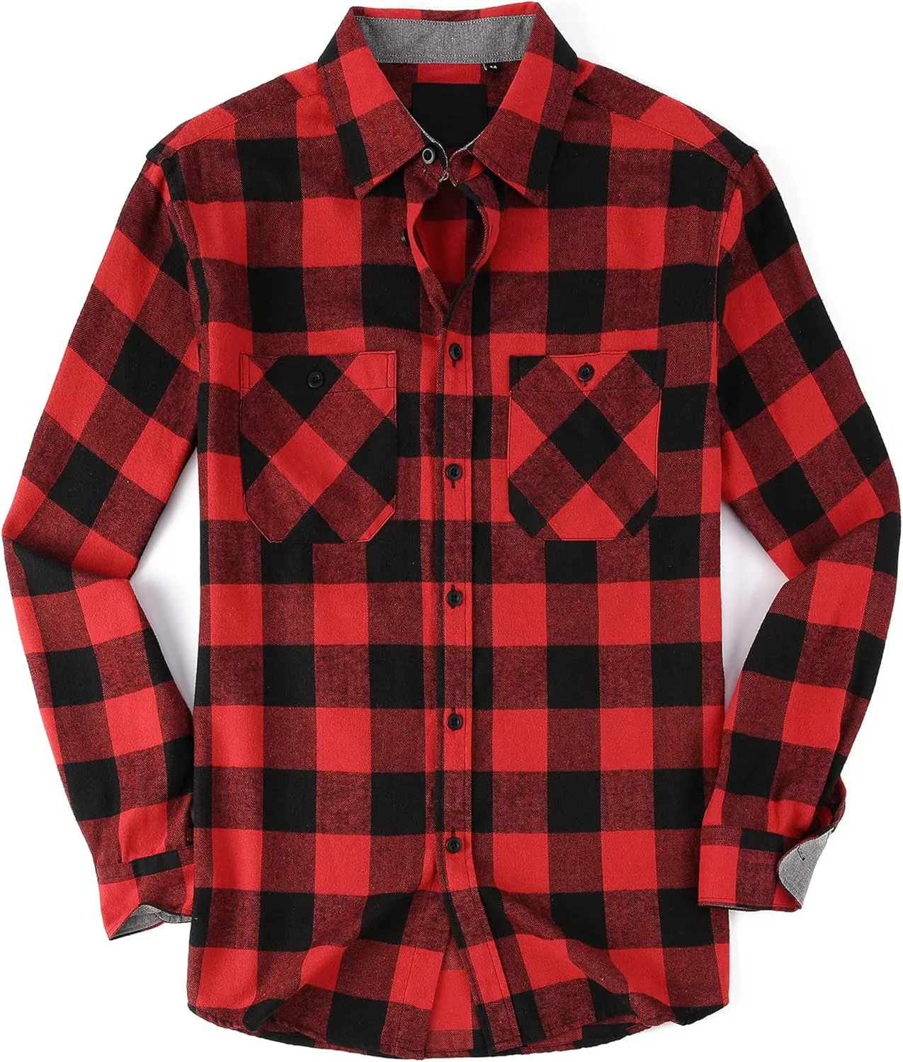 Damipow Premium Mens Flannel Shirt Long Sleeve Button Down Plaid Flannel Shirt