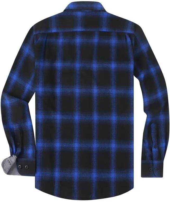 Damipow Premium Mens Flannel Shirt Long Sleeve Button Down Plaid Flannel Shirt