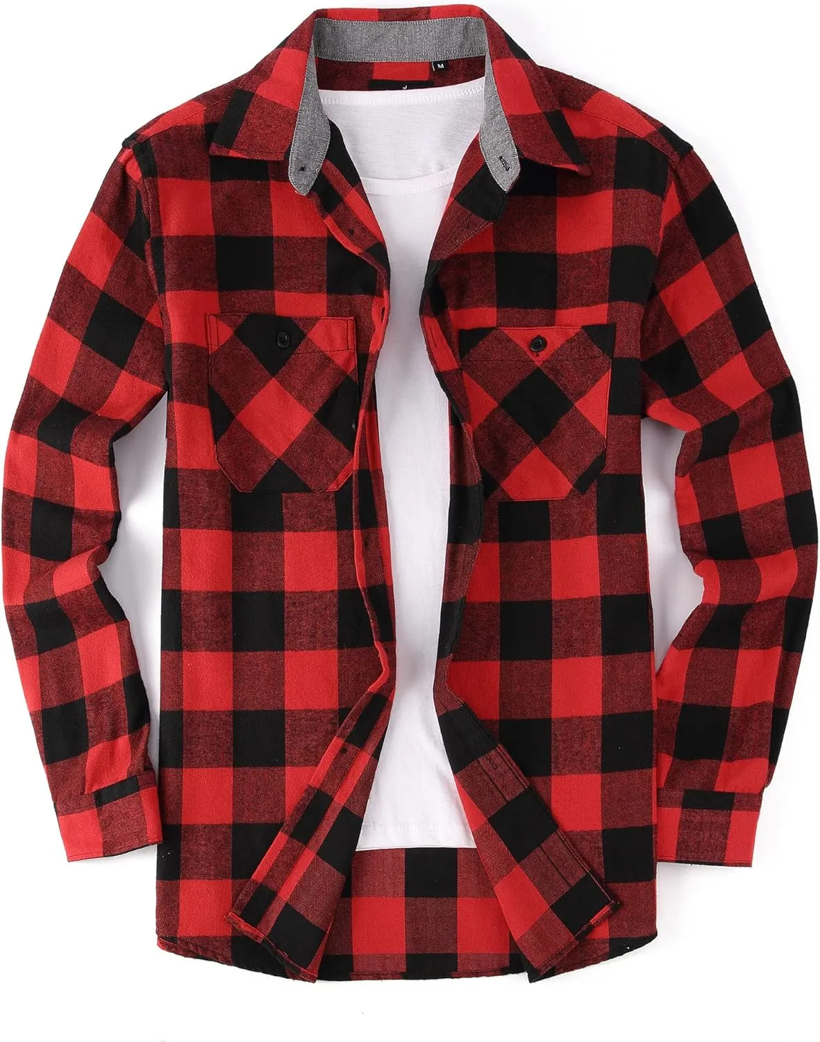 Damipow Premium Mens Flannel Shirt Long Sleeve Button Down Plaid Flannel Shirt