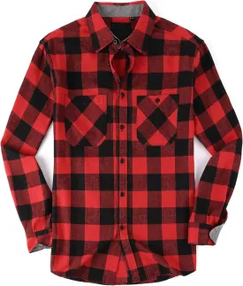 Damipow Premium Mens Flannel Shirt Long Sleeve Button Down Plaid Flannel Shirt