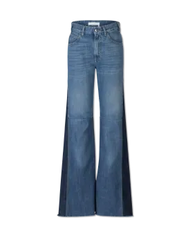 Distressed Hem Flared Leg Jeans