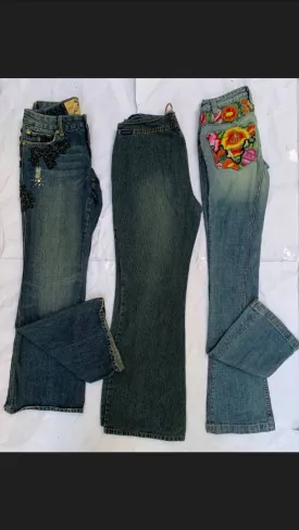 Embellished & Plain Flared jeans