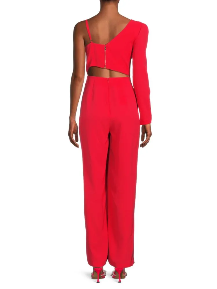 Eve jumpsuit with draping Bcbgmaxazria, red