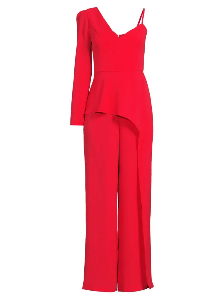 Eve jumpsuit with draping Bcbgmaxazria, red