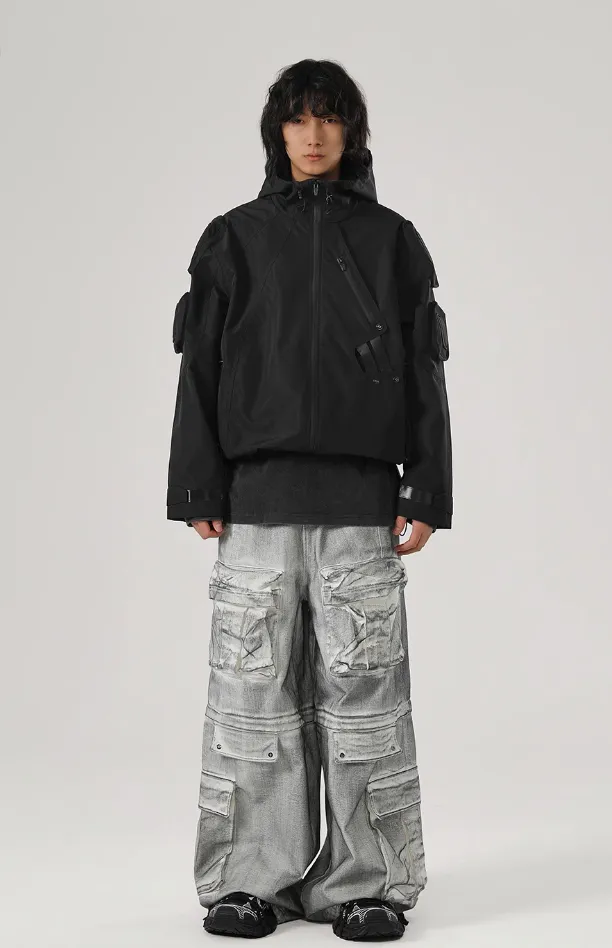 Functional Wind Multi Pocket Hooded Rushing Jacket