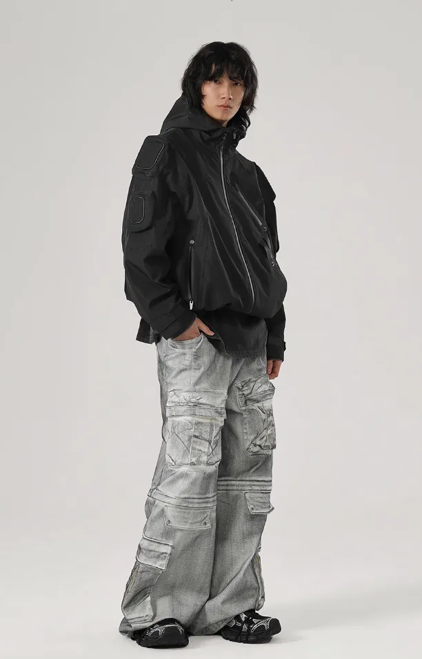 Functional Wind Multi Pocket Hooded Rushing Jacket