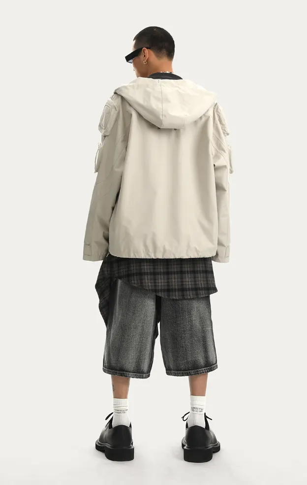 Functional Wind Multi Pocket Hooded Rushing Jacket