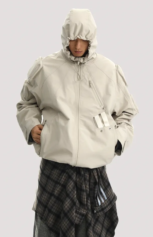 Functional Wind Multi Pocket Hooded Rushing Jacket