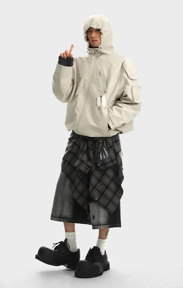 Functional Wind Multi Pocket Hooded Rushing Jacket