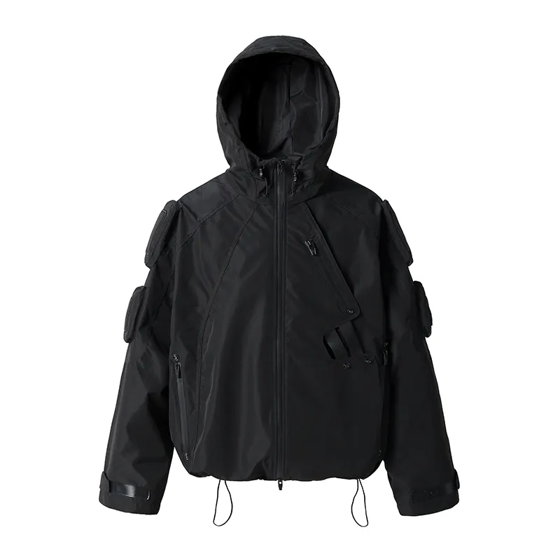 Functional Wind Multi Pocket Hooded Rushing Jacket