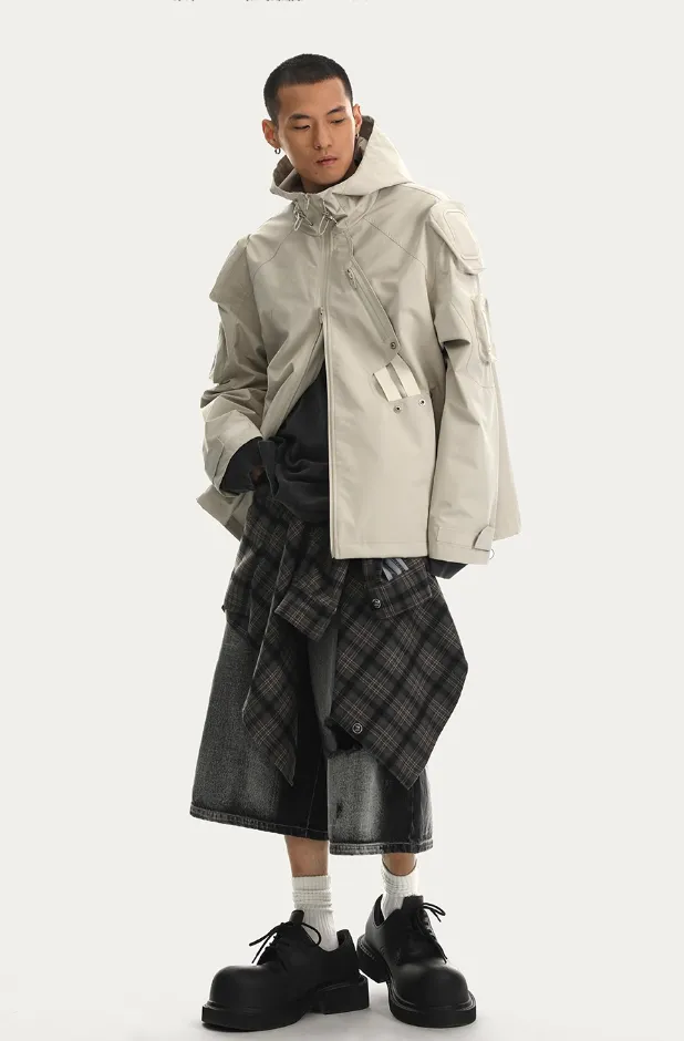 Functional Wind Multi Pocket Hooded Rushing Jacket