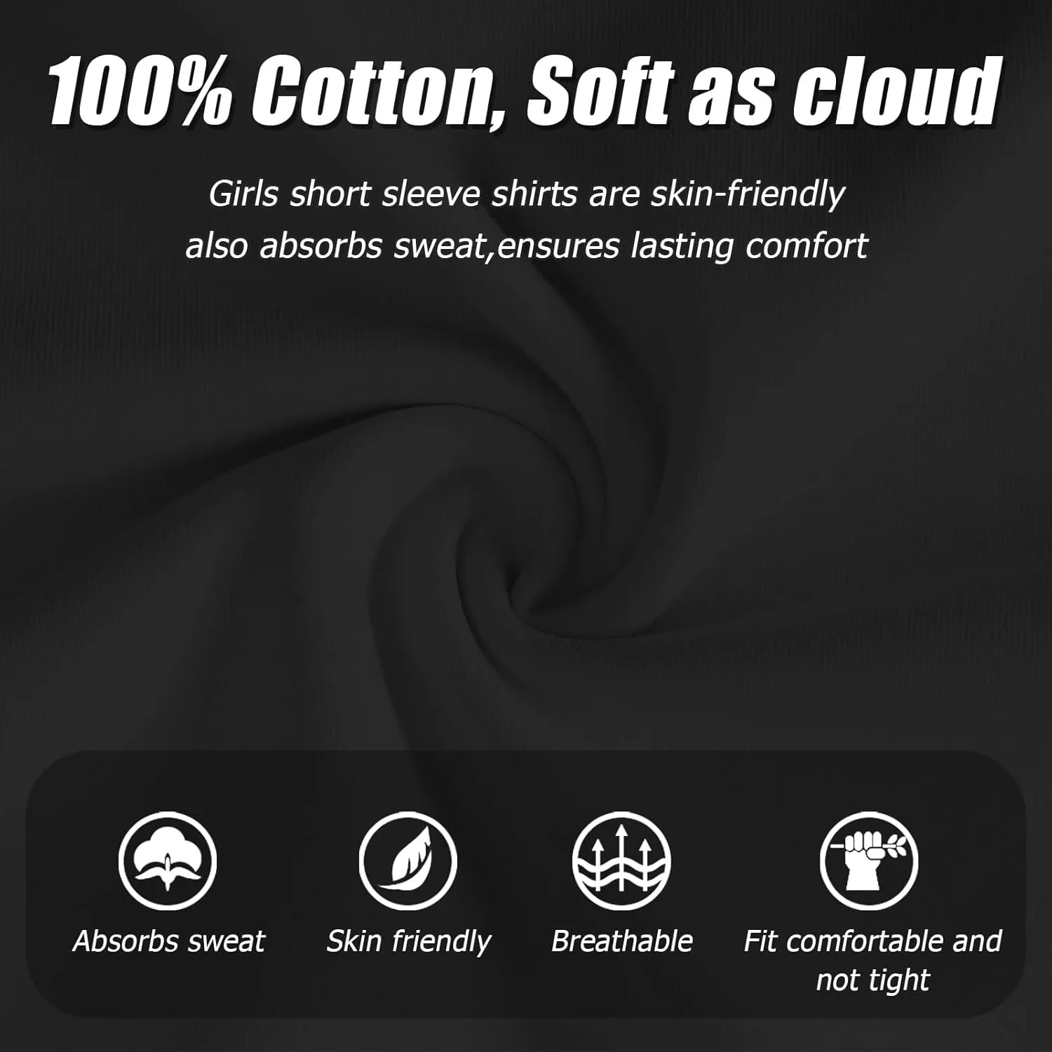 Girls Short Sleeve T Shirts Soft Cotton Summer Tops Kids Casual Crewneck Basic Tees Shirts Blouse Clothes for Girls, 5-14Y