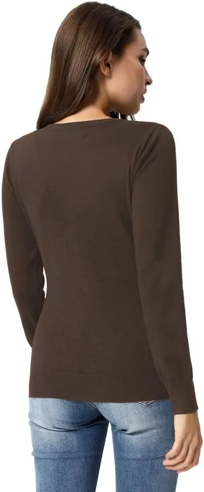 GRACE KARIN Women's Long Sleeve Button Down Crew Neck Classic Sweater Knit Cardigan