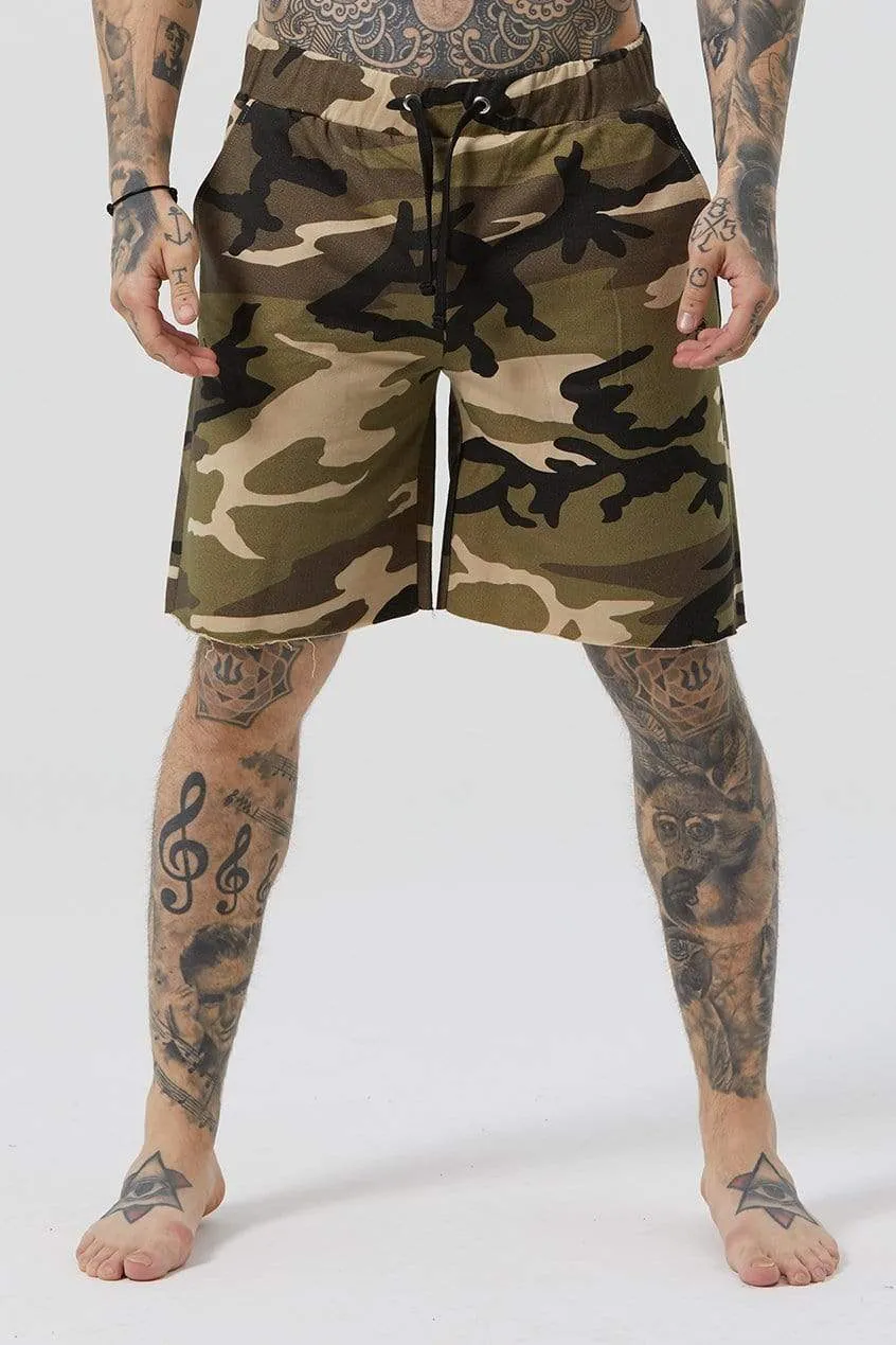 Grind Cut Hem Wide Men's Shorts - Camouflauge