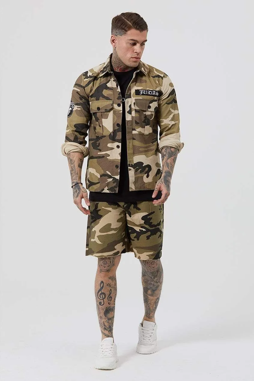 Grind Cut Hem Wide Men's Shorts - Camouflauge