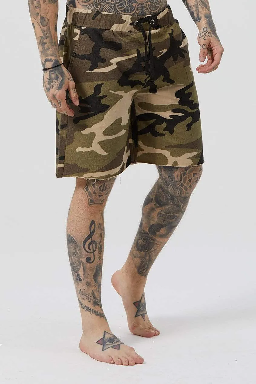Grind Cut Hem Wide Men's Shorts - Camouflauge