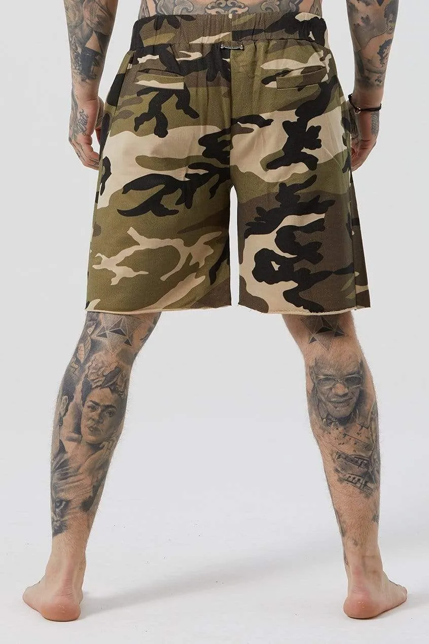 Grind Cut Hem Wide Men's Shorts - Camouflauge