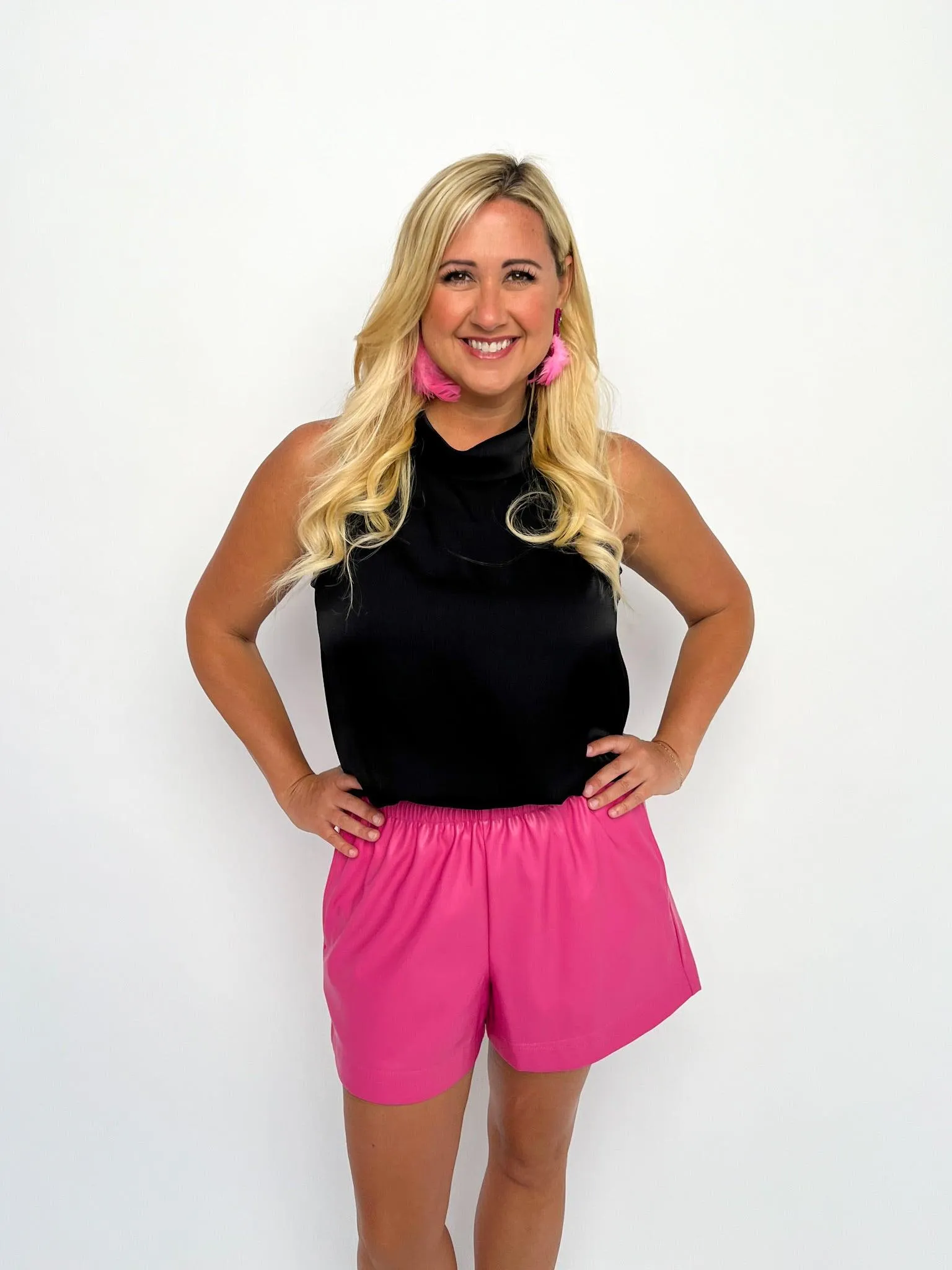 Hot Pink Faux Leather Shorts