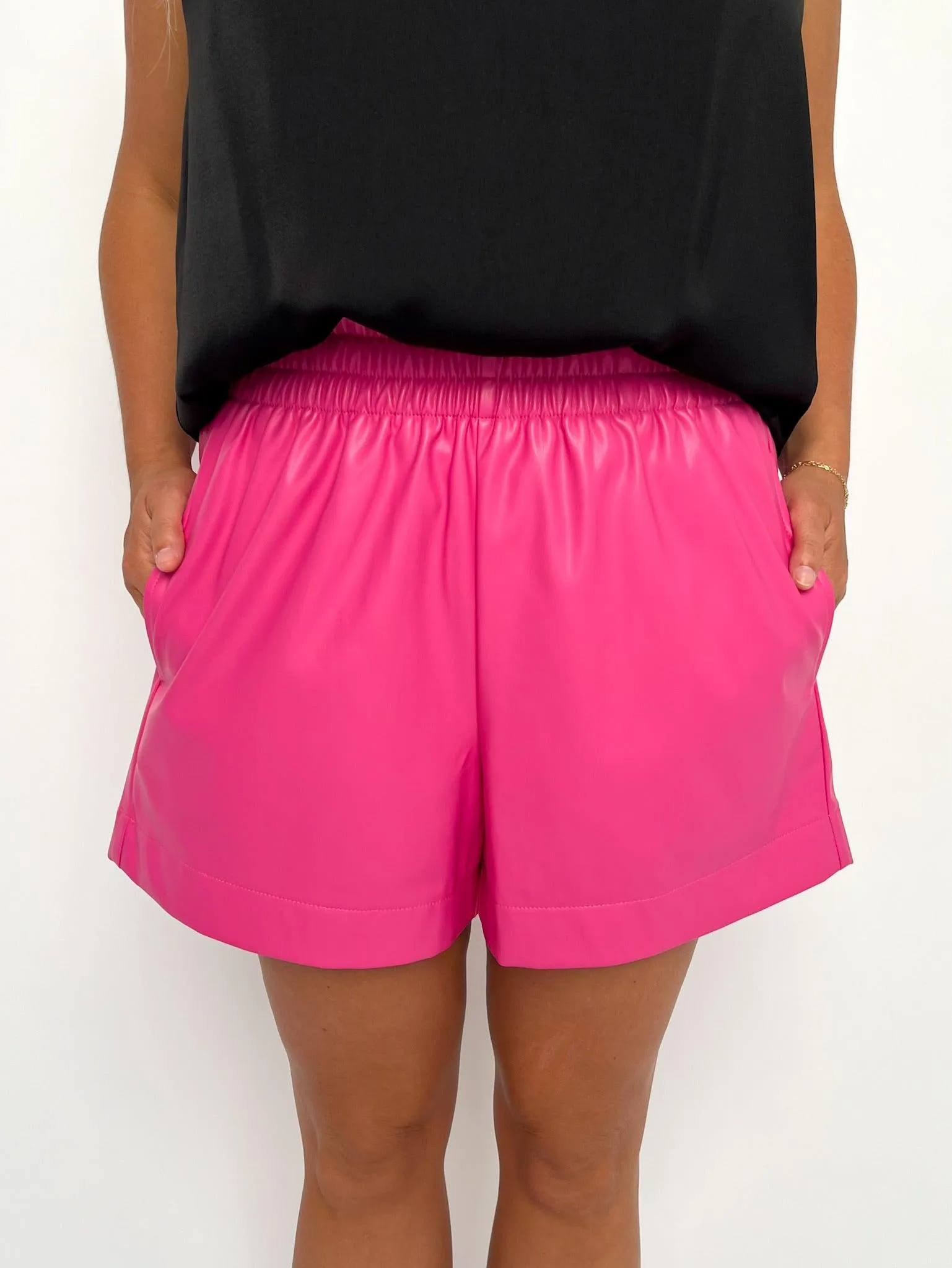 Hot Pink Faux Leather Shorts