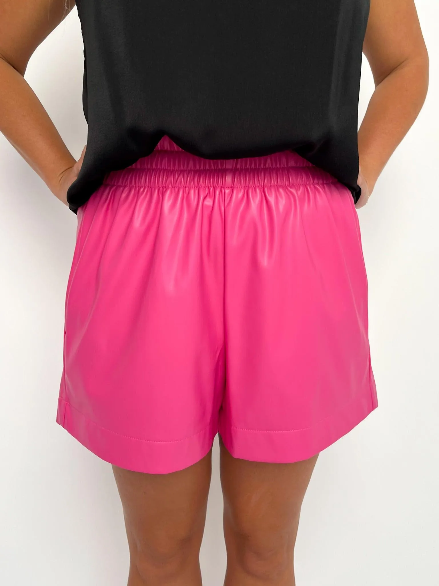Hot Pink Faux Leather Shorts