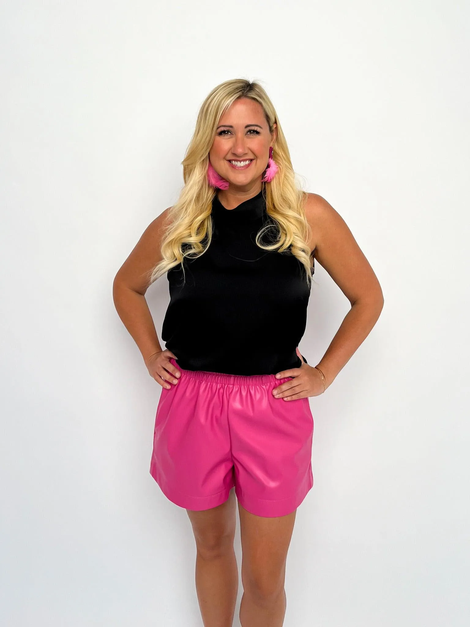 Hot Pink Faux Leather Shorts