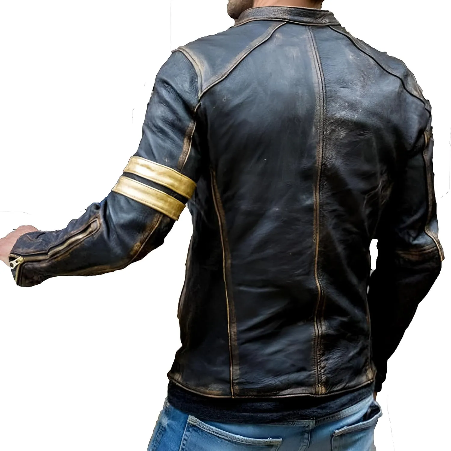 Jild Distressed Caf Racer Black Leather Jacket Men - Genuine Lambskin Leather Biker Style Mens Vintage Motorcycle Jacket