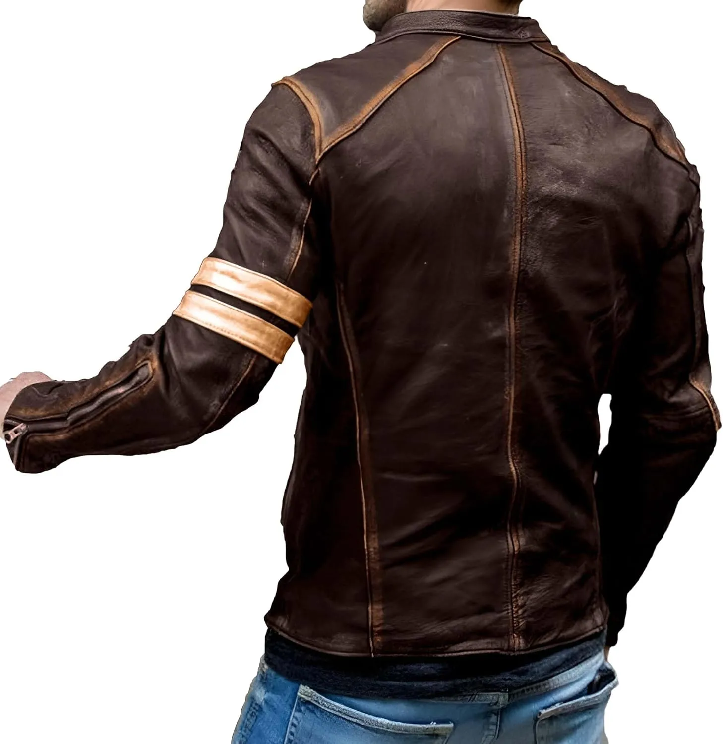 Jild Distressed Caf Racer Black Leather Jacket Men - Genuine Lambskin Leather Biker Style Mens Vintage Motorcycle Jacket