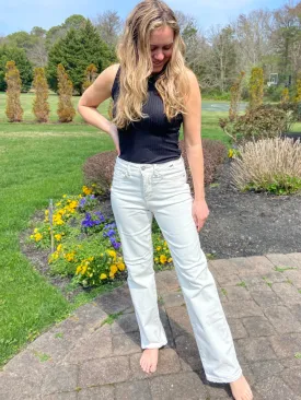 Judy Blue High Waist Mild White Straight Leg Jeans