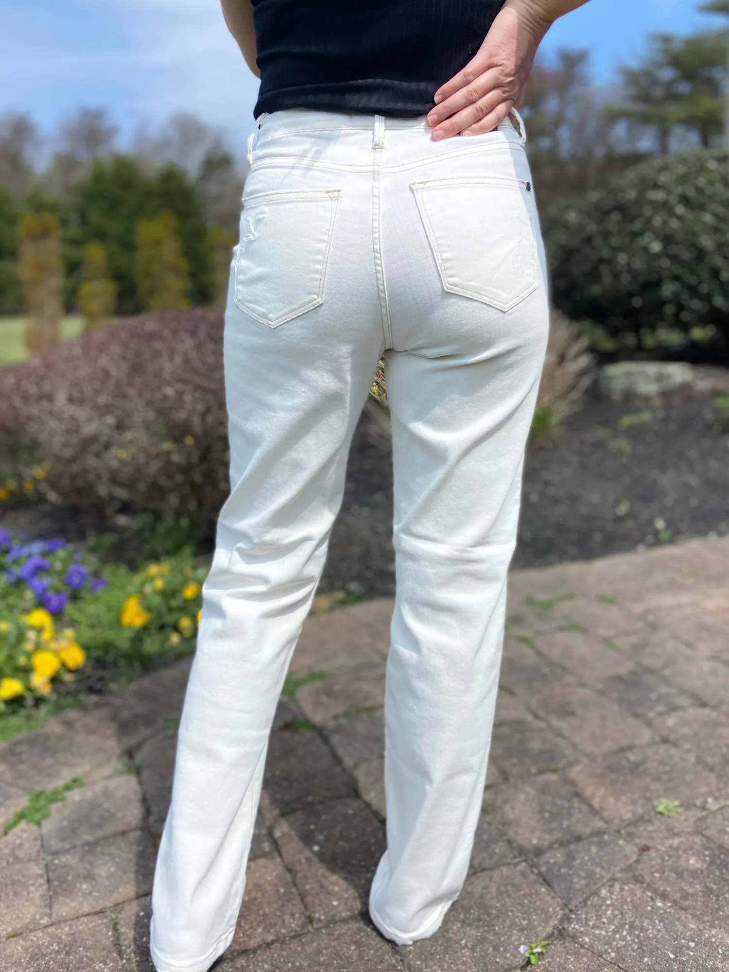 Judy Blue High Waist Mild White Straight Leg Jeans